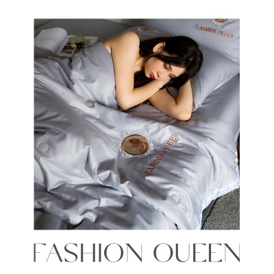 跨境轻奢夏凉被空调被四件套冰丝缎面床单家用水洗可裸睡薄被子