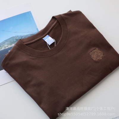 批发新款虎头刺绣男女同款短袖T恤夏季衣服宽松休闲半袖男装上衣t