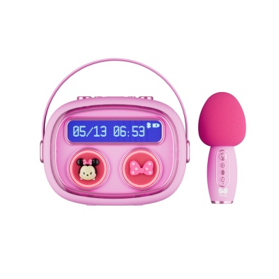 迪士尼热销新款歌词显示蓝牙音箱时钟闹钟无线麦克风K歌智能音响