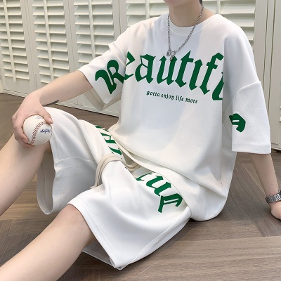 夏季薄款运动套装男士ins潮流搭配帅气校园风休闲短袖t恤夏装一套