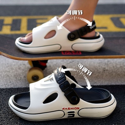 新中式外穿男款拖鞋男士洞洞鞋夏季新款防滑运动包头凉鞋沙滩鞋男