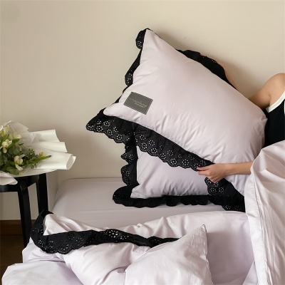 法式高定浪漫镂空花边四件套全棉纯棉被套公主风1.8m双人床上用品