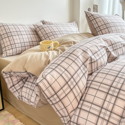 简约风新款全棉四件套100棉被套床单纯棉三件套家纺床上用品批发