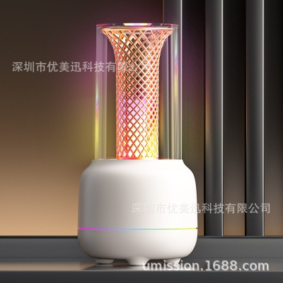 新款烛光灯香薰机加湿器家用办公工厂批发桌面氛围小夜灯扩香器