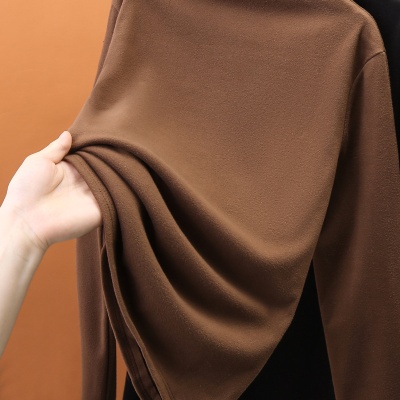 女士打底衫半高领保暖上衣内搭磨绒加厚纯色长袖t恤体恤女装