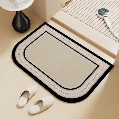 奶油风卫生间地垫拱形硅藻泥浴室外门口吸水垫厕所淋浴房防滑地毯