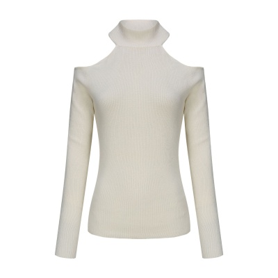 亚马逊外贸跨境高档女装长袖春秋打底露肩针织衫上衣女薄款毛衣