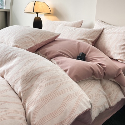 母婴A类全棉水洗棉三层纱四件套纯棉被套床单床笠三件套床上用品4