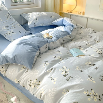 田园全棉ins床上四件套纯棉被套床单床笠 清新碎花床上用品三件套