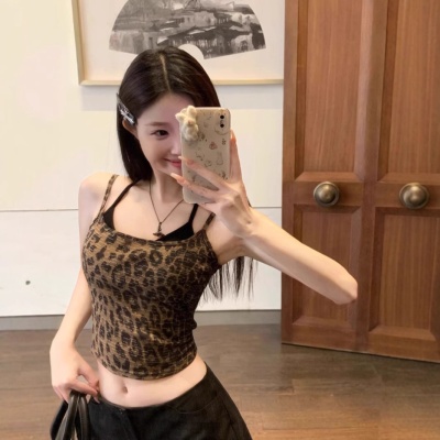 纯欲甜辣妹性感露背收腰显瘦吊带背心女带胸垫瑜伽服百搭健身上衣