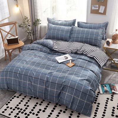 水洗棉四件套春秋被套学生宿舍被单床单人三件套床上用品批发代发