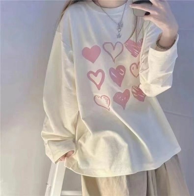 白色长袖T恤女2024新款秋冬季内搭圆领打底衫设计感小众上衣ins潮