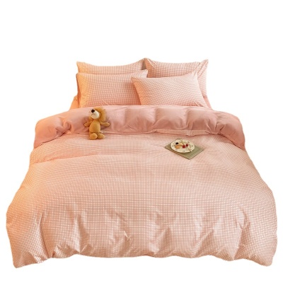 冬季牛奶绒四件套批发日式水洗棉床单被套加厚珊瑚绒床上用品南通