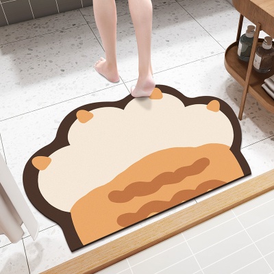 猫爪浴室地垫软胶硅藻泥吸水家用厕所卫生间门口踩脚垫进门地毯