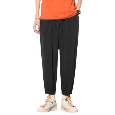 速干休闲裤男式轻薄冰丝裤男透气宽松九分男裤运动束脚大码裤子男