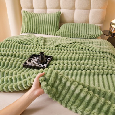 毛毯兔毛绒加厚保暖毯子工厂跑量法兰绒午睡盖毯保暖盖被礼品毯子