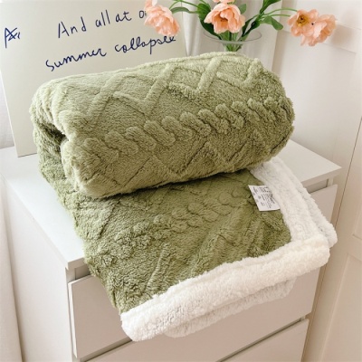加厚纯色塔芙绒羊羔绒毛毯双层盖毯冬季毯子办公室午睡午休沙发毯