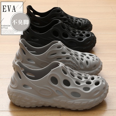 夏季凉鞋男款2024新款外穿透气防滑拖鞋开车运动沙滩包头洞洞鞋男