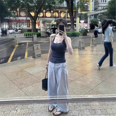 纯欲甜辣妹性感露背收腰显瘦吊带背心女带胸垫瑜伽服百搭健身上衣