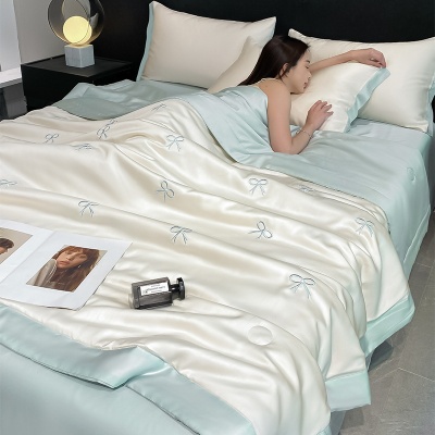 凉感丝夏凉被四件套非真丝天丝礼品夏被三件套宿舍薄夏天空调被子