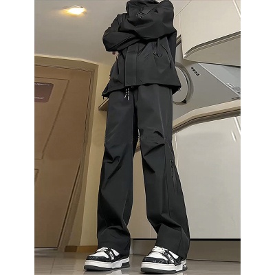 防风防水冲锋裤男款夏季潮牌抽绳束脚工装裤子户外速干运动登山裤