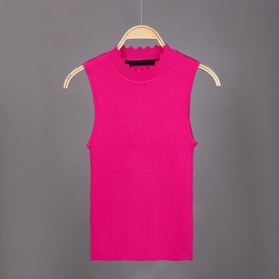 跨境爆款新款欧美时尚无袖波浪领夏季女装针织衫毛衣源头工厂