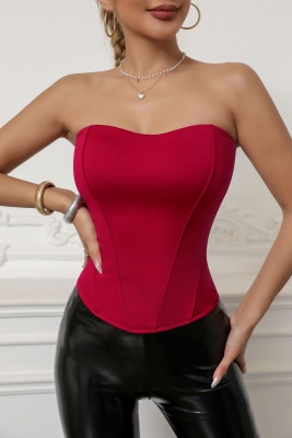 鱼骨塑身自带胸垫裹胸性感修身高腰欧美风时尚胸衣 抹胸小背心女