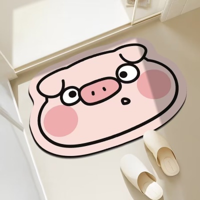 卡通趣味硅藻泥地垫可爱不规则动物浴室吸水地垫卫生间速干防滑垫