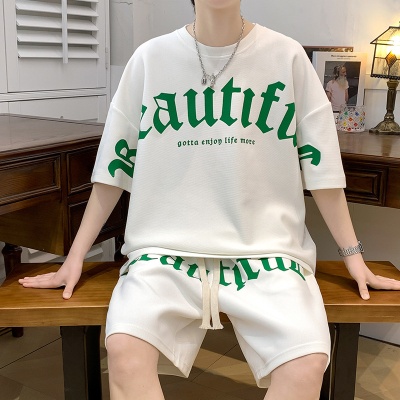 夏季薄款运动套装男士ins潮流搭配帅气校园风休闲短袖t恤夏装一套