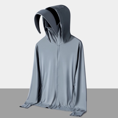 冰丝凉感防晒衣情侣可拆帽檐皮肤衣夏季户外钓鱼原纱轻薄防晒外套