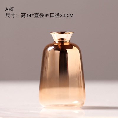 批发北欧现代电镀玻璃迷你小花瓶 水培花器  高品质桌面家居摆件