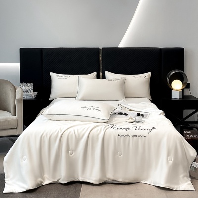 绣花款夏季轻奢水洗天丝凉感空调被四件套可机洗水洗家用夏被礼品