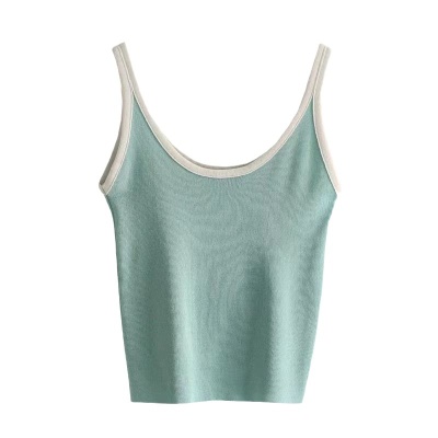 春夏内搭撞色条纹修身百搭外穿针织背心韩版打底螺纹棉带胸垫吊带