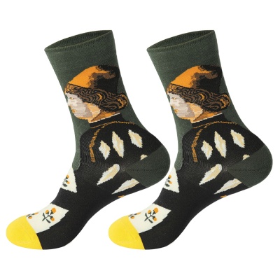 欧美油画袜子男中筒袜潮流时尚休闲棉袜户外滑板长筒袜诸暨女袜