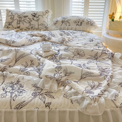 2025新款夏凉被四件套床裙款冰丝乳胶凉席夏季学生宿舍单人空调被