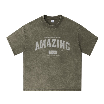 RJ男装洗水夏季新款短t男半袖宽松大版oversize潮牌男女同款短袖