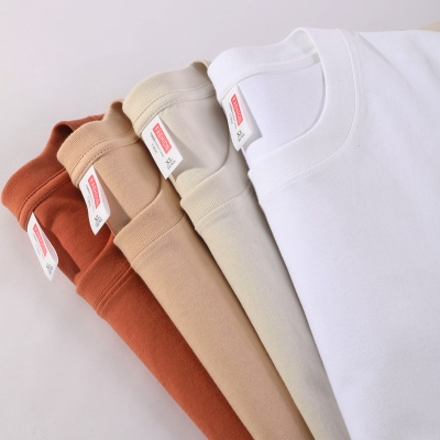 男装230克纯棉针织短袖夏季潮牌落肩打底衫白t恤男情侣装体恤衣服