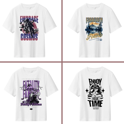 2025夏季复古男街头男士上衣潮牌小众设计风景印花图案男装t恤