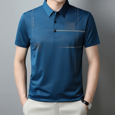 短袖POLO衫男夏季新款中年男士宽松休闲t恤冰丝凉感透气男装上衣