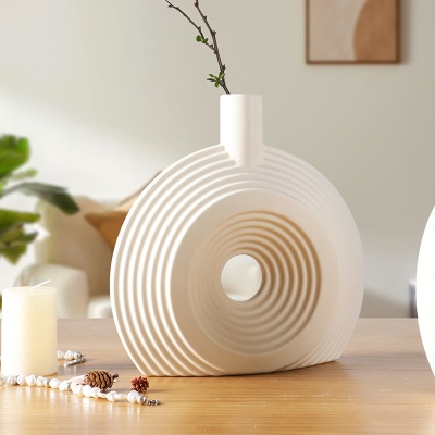 简约几何艺术线条陶瓷花瓶创意生活家居摆件样板房展厅装饰花瓶