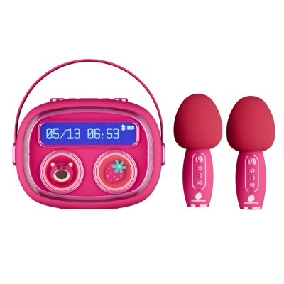 迪士尼热销新款歌词显示蓝牙音箱时钟闹钟无线麦克风K歌智能音响