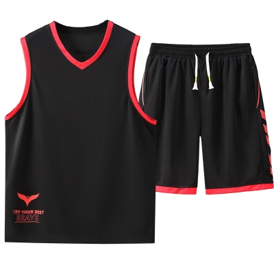 夏季加肥加大V领背心季篮球运动特大码透气速干健身跑步休闲套装