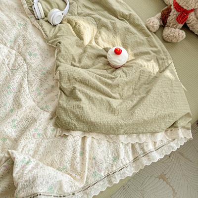 田园风碎花全棉空调夏凉被边四件套柔软水洗双人床单被套三件套