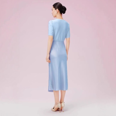 拉珂D高端女装商场同款法式针织T恤高级感夏季新款圆领钉珠针织衫